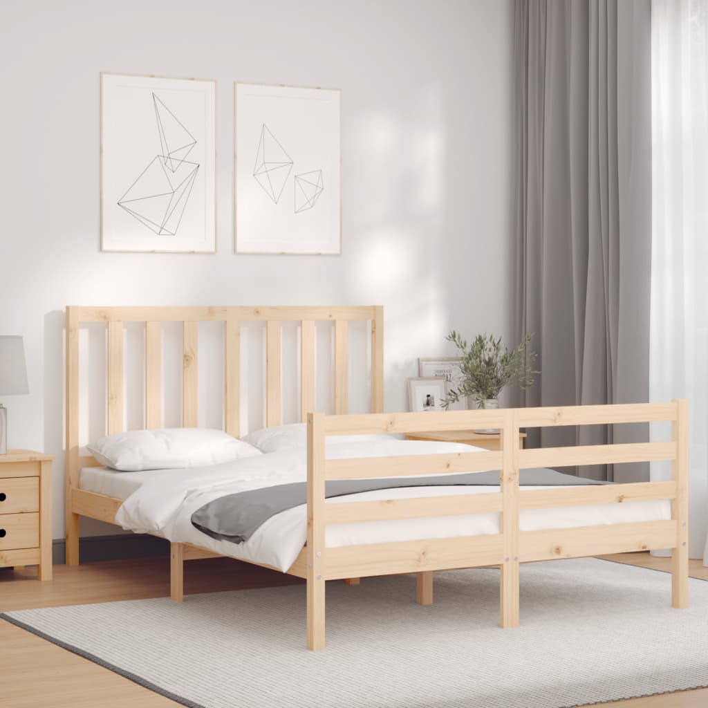 Estrutura de cama com cabeceira 120x200 cmmadeira maciça