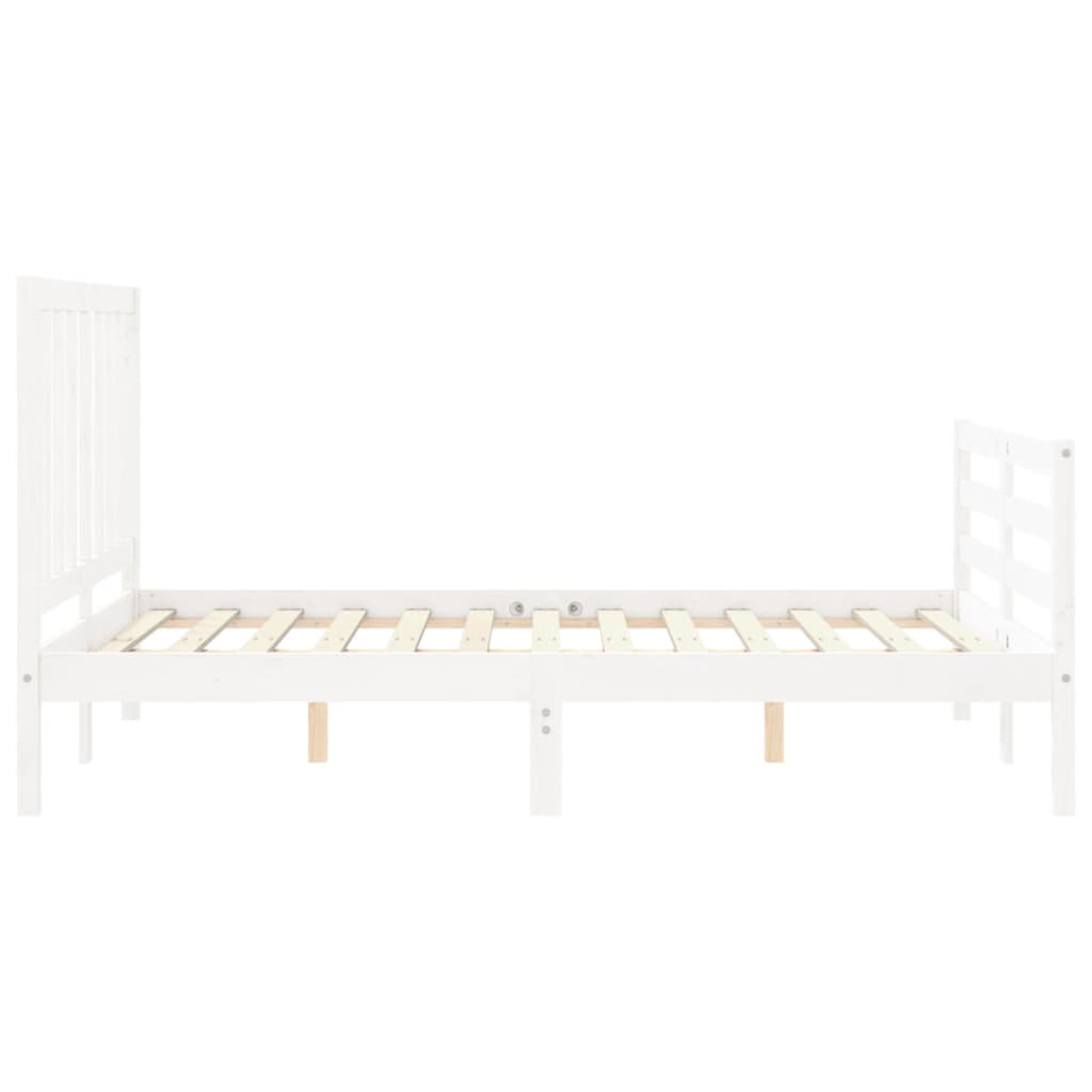 Estrutura de cama com cabeceira 120x200cm madeira maciça branco