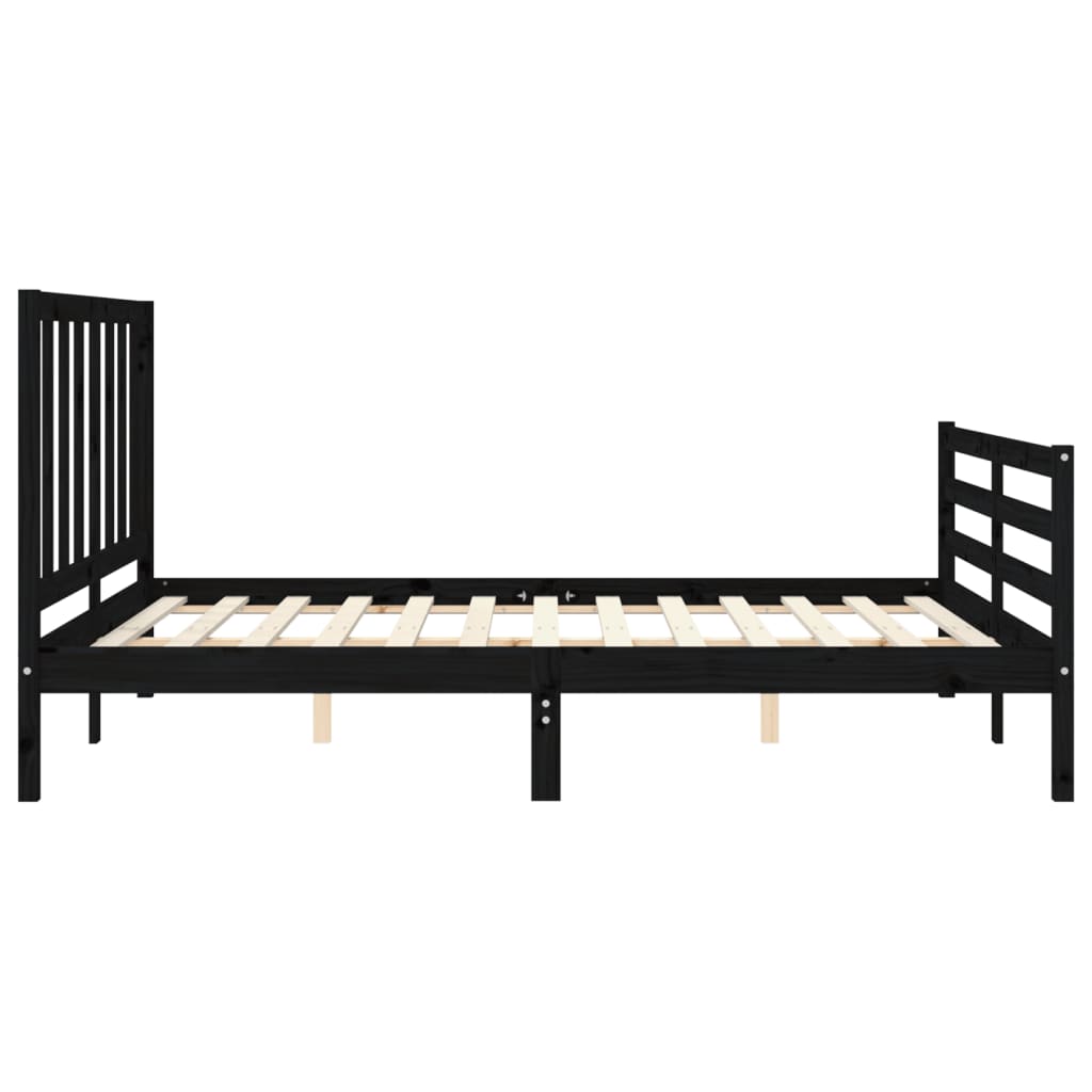 Estrutura de cama com cabeceira 160x200 cm madeira maciça preto