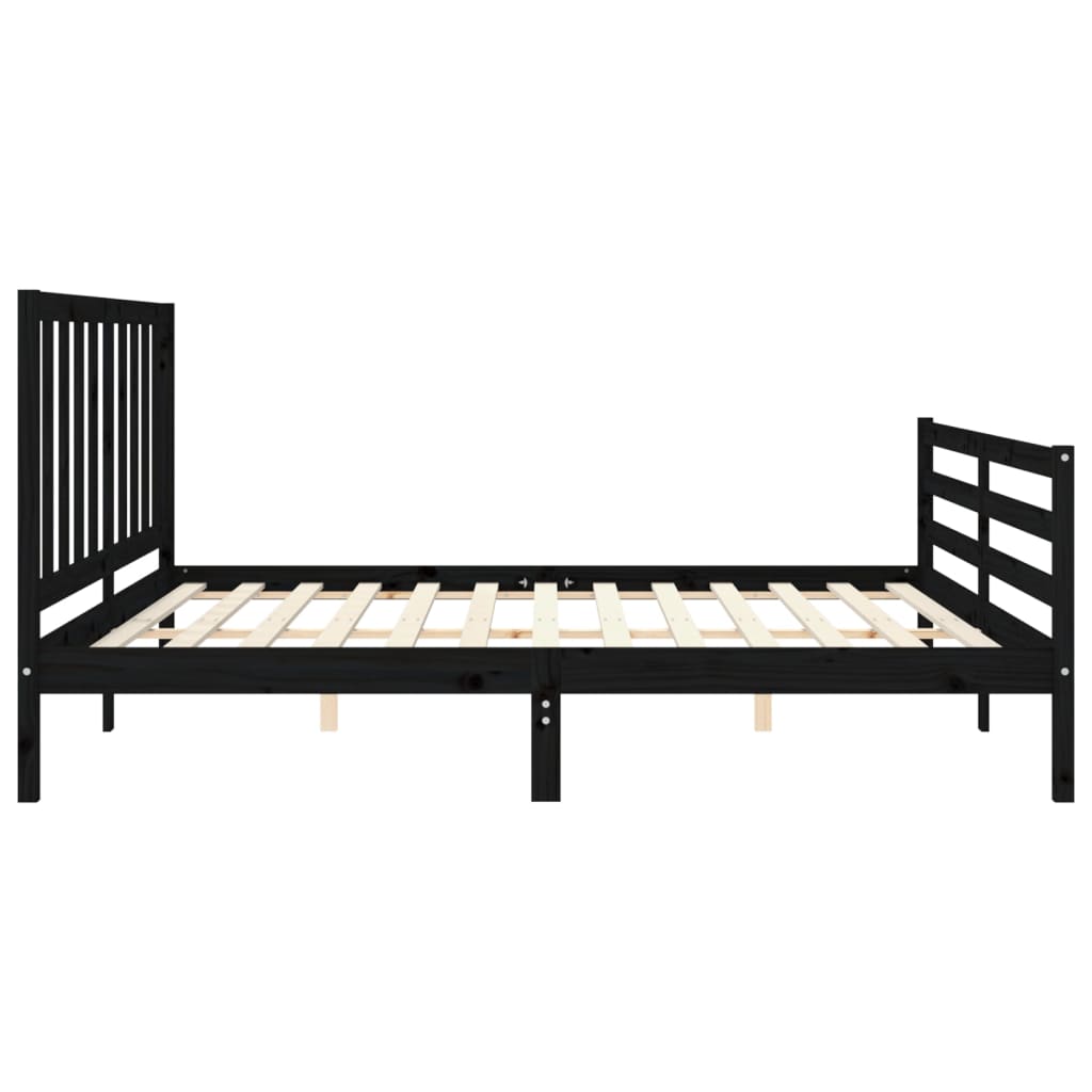 Estrutura de cama com cabeceira 200x200 cm madeira maciça preto