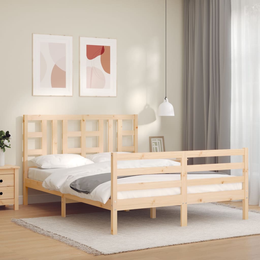 Estrutura de cama com cabeceira 140x190 cm madeira maciça