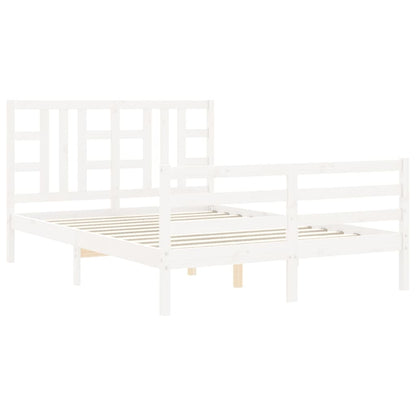 Estrutura de cama com cabeceira 140x190cm madeira maciça branco