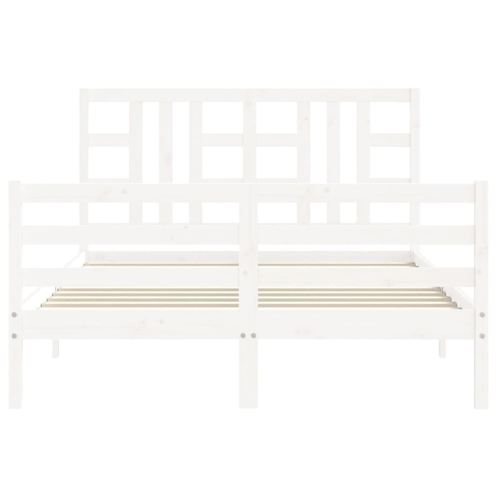 Estrutura de cama com cabeceira 140x190cm madeira maciça branco