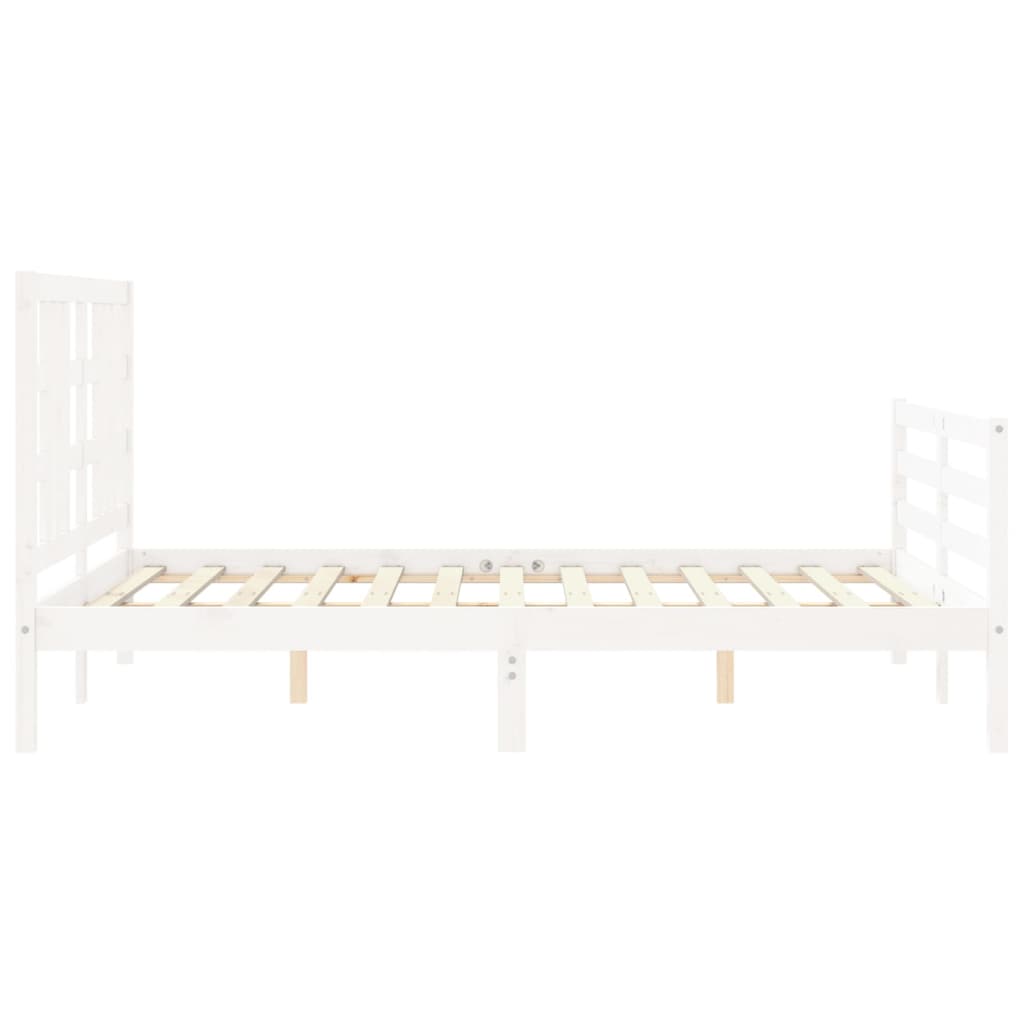 Estrutura de cama com cabeceira 140x190cm madeira maciça branco