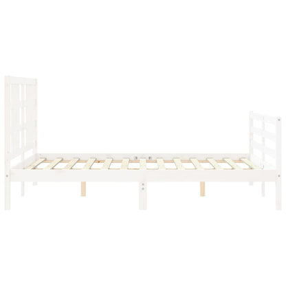 Estrutura de cama com cabeceira 140x190cm madeira maciça branco