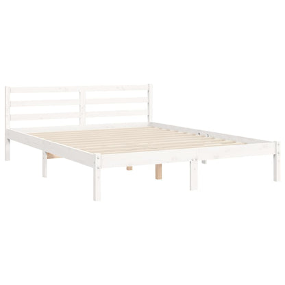 Estrutura de cama com cabeceira 140x190cm madeira maciça branco