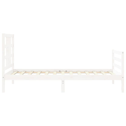 Estrutura de cama com cabeceira 100x200cm madeira maciça branco