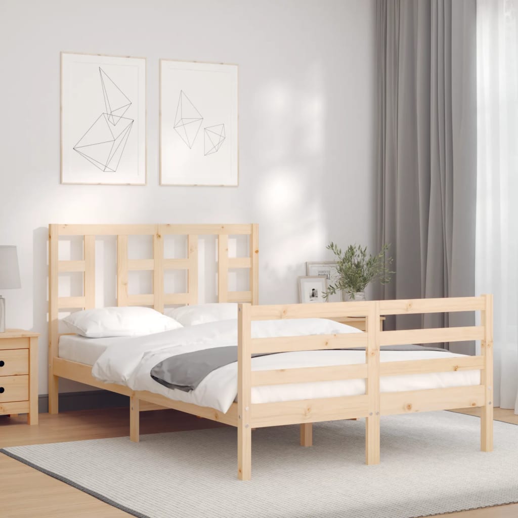 Estrutura de cama com cabeceira 120x200 cmmadeira maciça