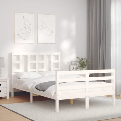 Estrutura de cama com cabeceira 120x200cm madeira maciça branco