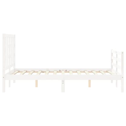 Estrutura de cama com cabeceira 120x200cm madeira maciça branco