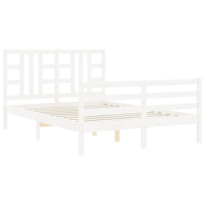 Estrutura de cama com cabeceira 140x200cm madeira maciça branco