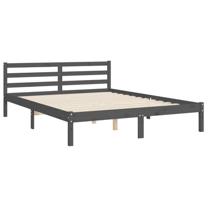 Estrutura de cama com cabeceira 140x200 cm madeira maciça cinza