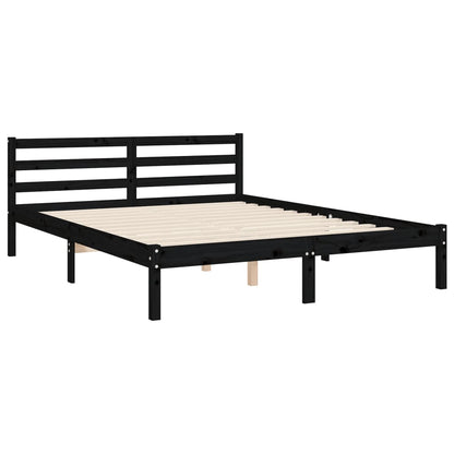 Estrutura de cama com cabeceira 140x200 cm madeira maciça preto