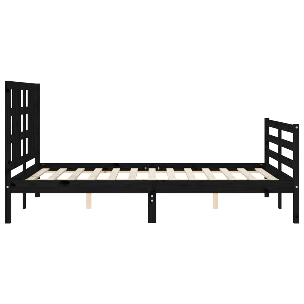 Estrutura de cama com cabeceira 160x200 cm madeira maciça preto