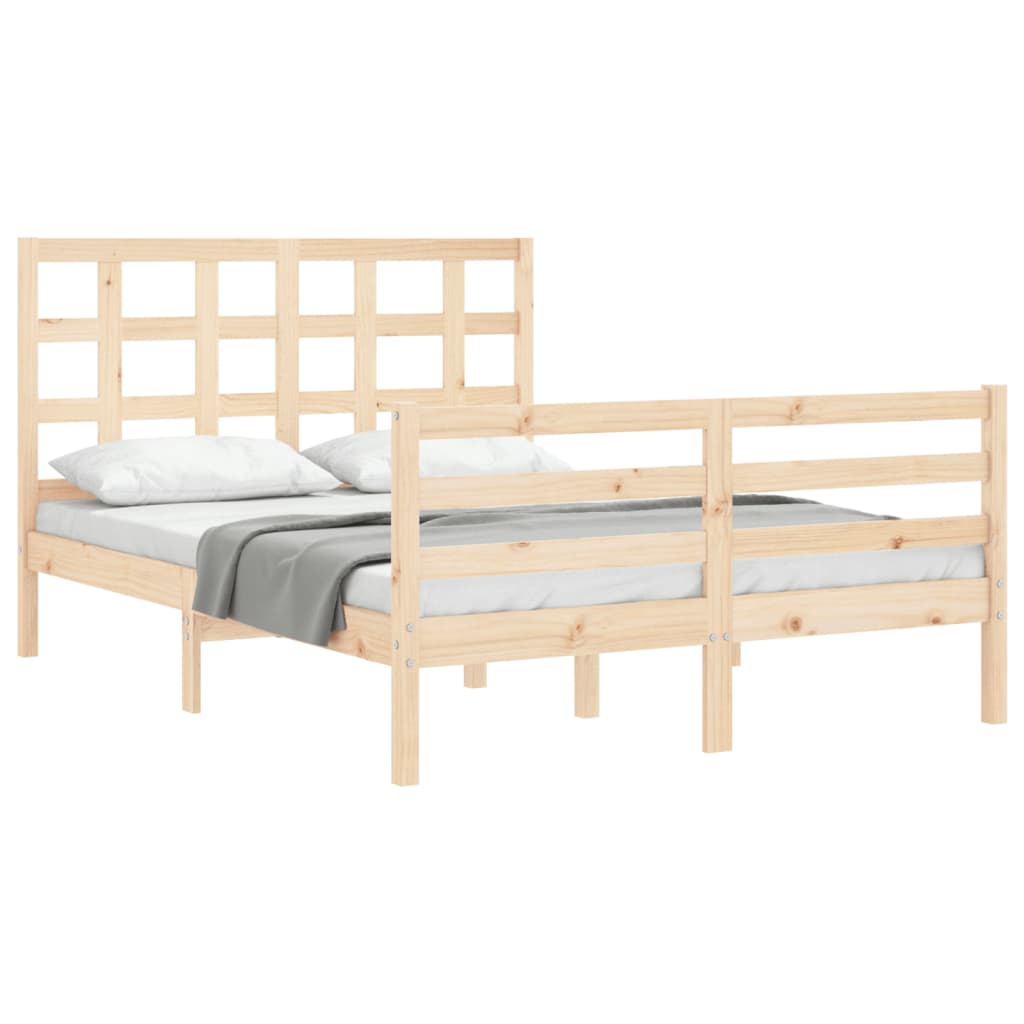 Estrutura de cama com cabeceira 140x190 cm madeira maciça