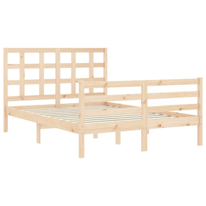 Estrutura de cama com cabeceira 140x190 cm madeira maciça