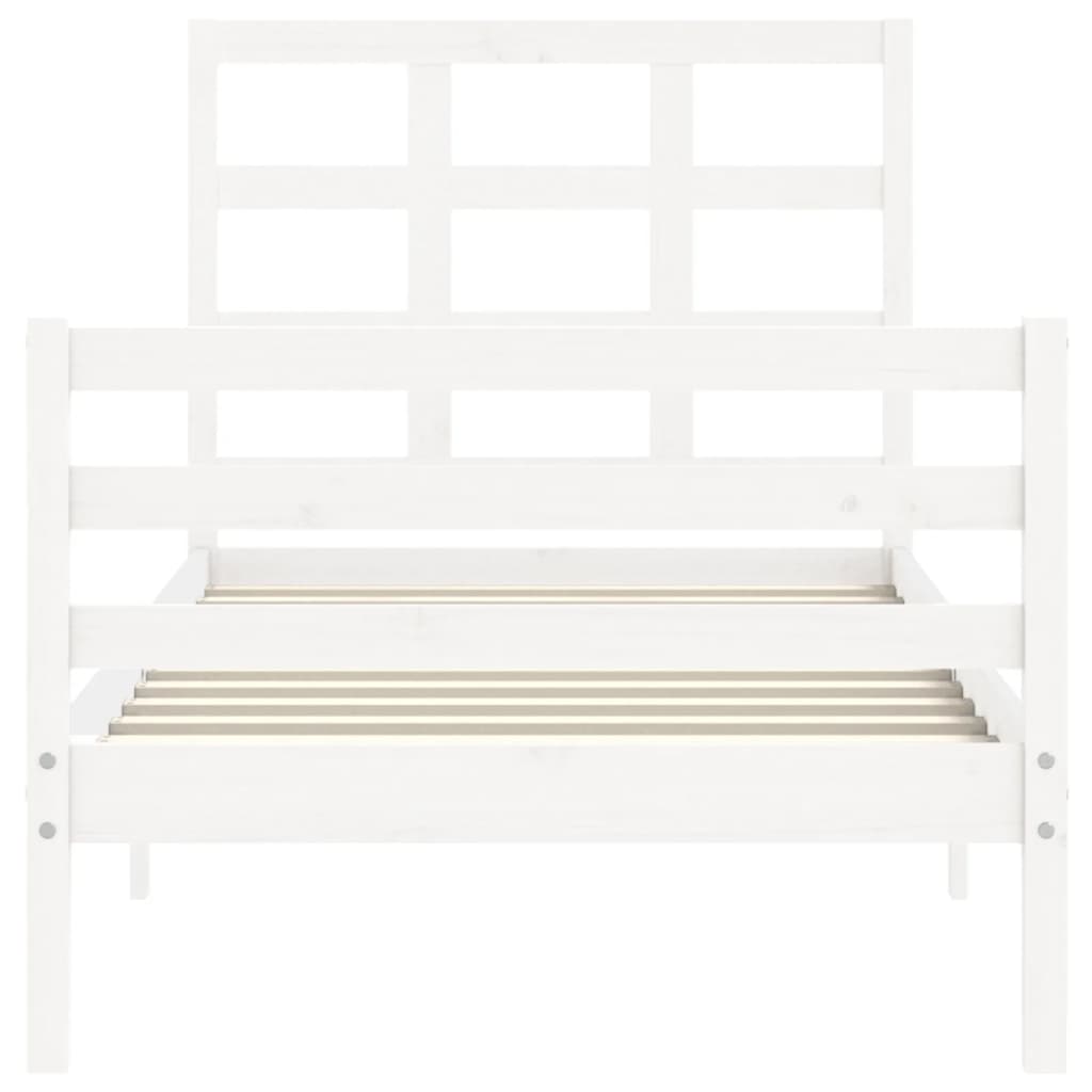 Estrutura de cama com cabeceira 100x200cm madeira maciça branco