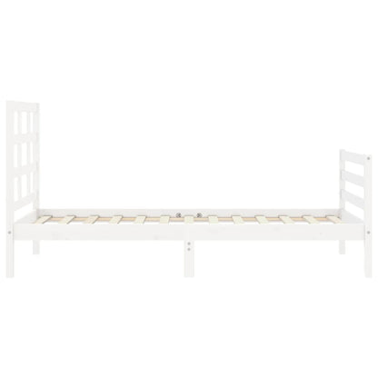 Estrutura de cama com cabeceira 100x200cm madeira maciça branco