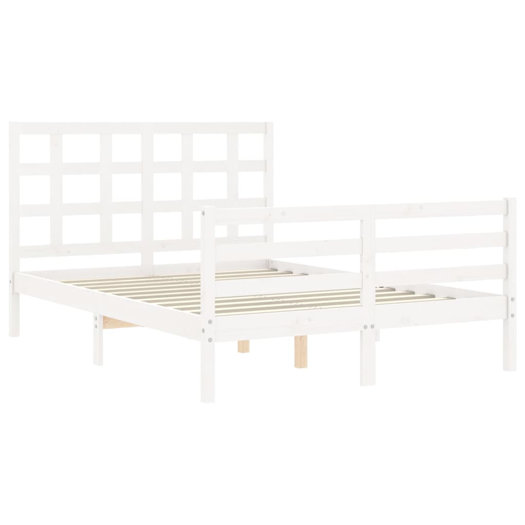 Estrutura de cama com cabeceira 140x200cm madeira maciça branco