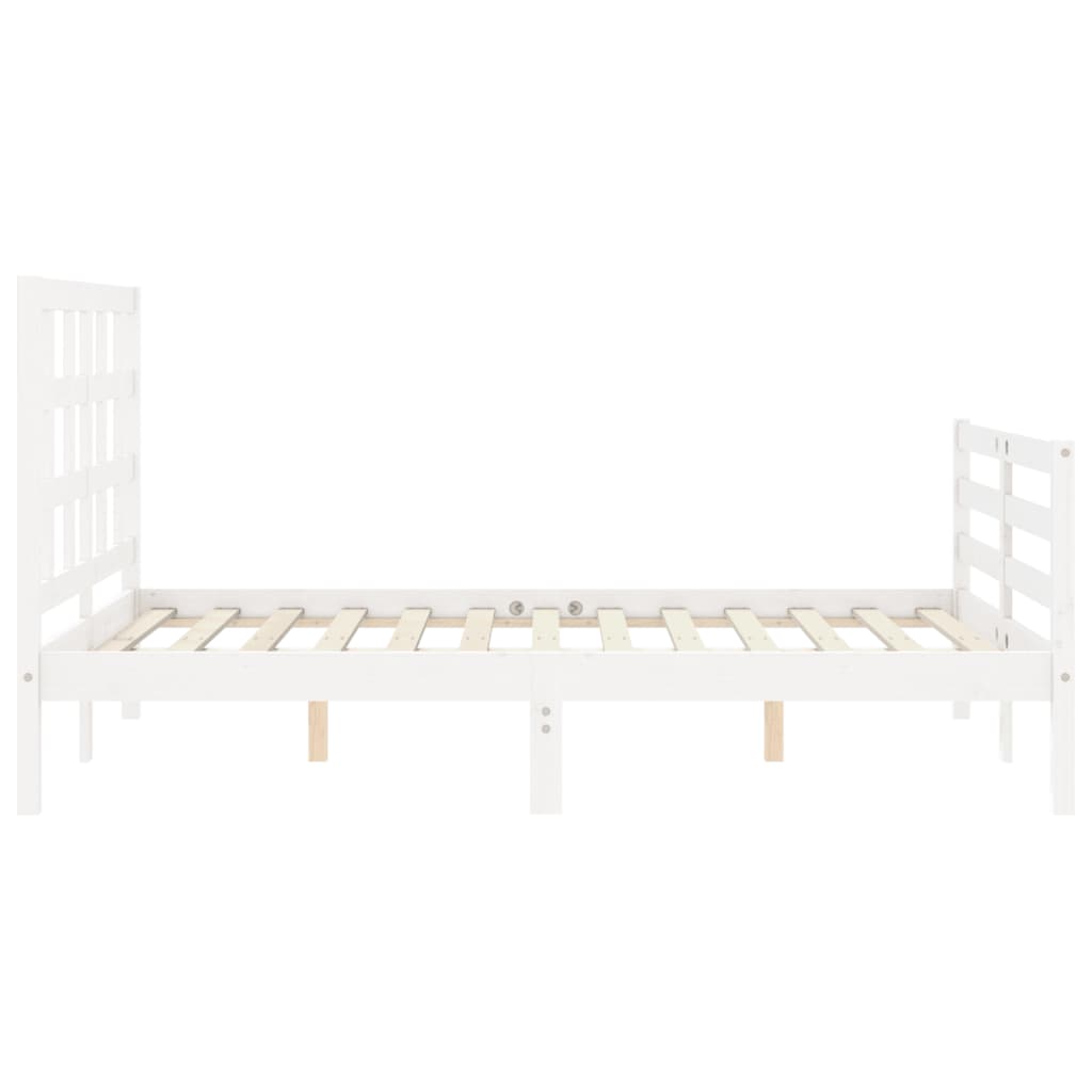 Estrutura de cama com cabeceira 140x200cm madeira maciça branco