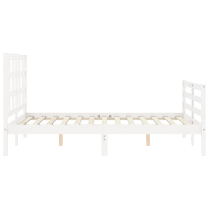 Estrutura de cama com cabeceira 140x200cm madeira maciça branco