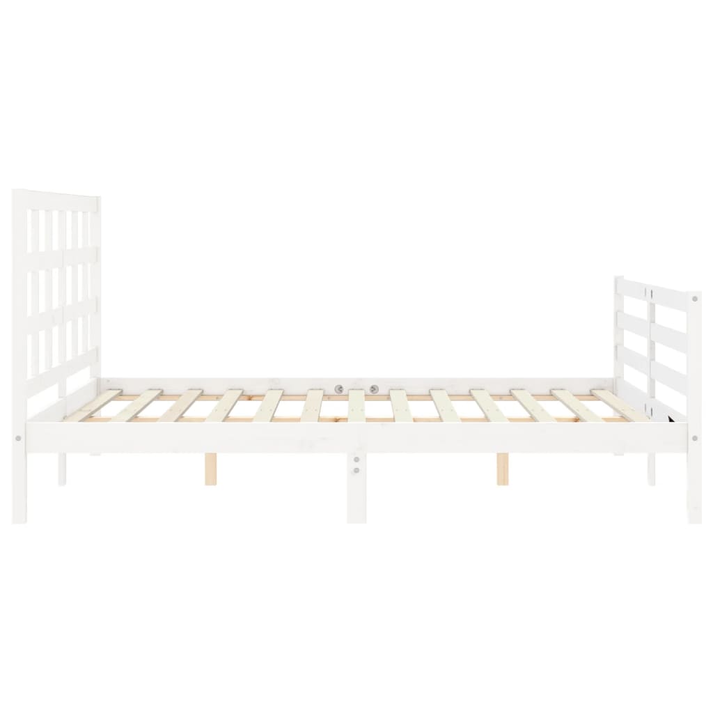 Estrutura de cama King Size com cabeceira madeira maciça branco