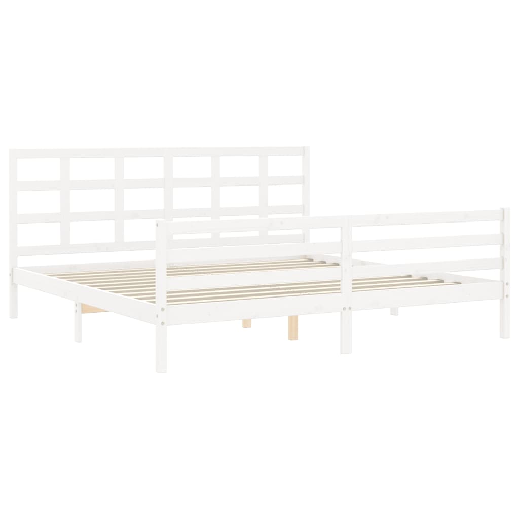 Estrutura de cama com cabeceira 200x200cm madeira maciça branco