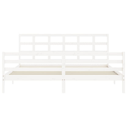 Estrutura de cama com cabeceira 200x200cm madeira maciça branco