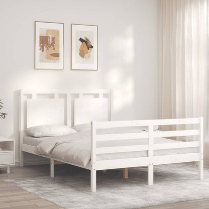 Estrutura de cama com cabeceira 140x190cm madeira maciça branco