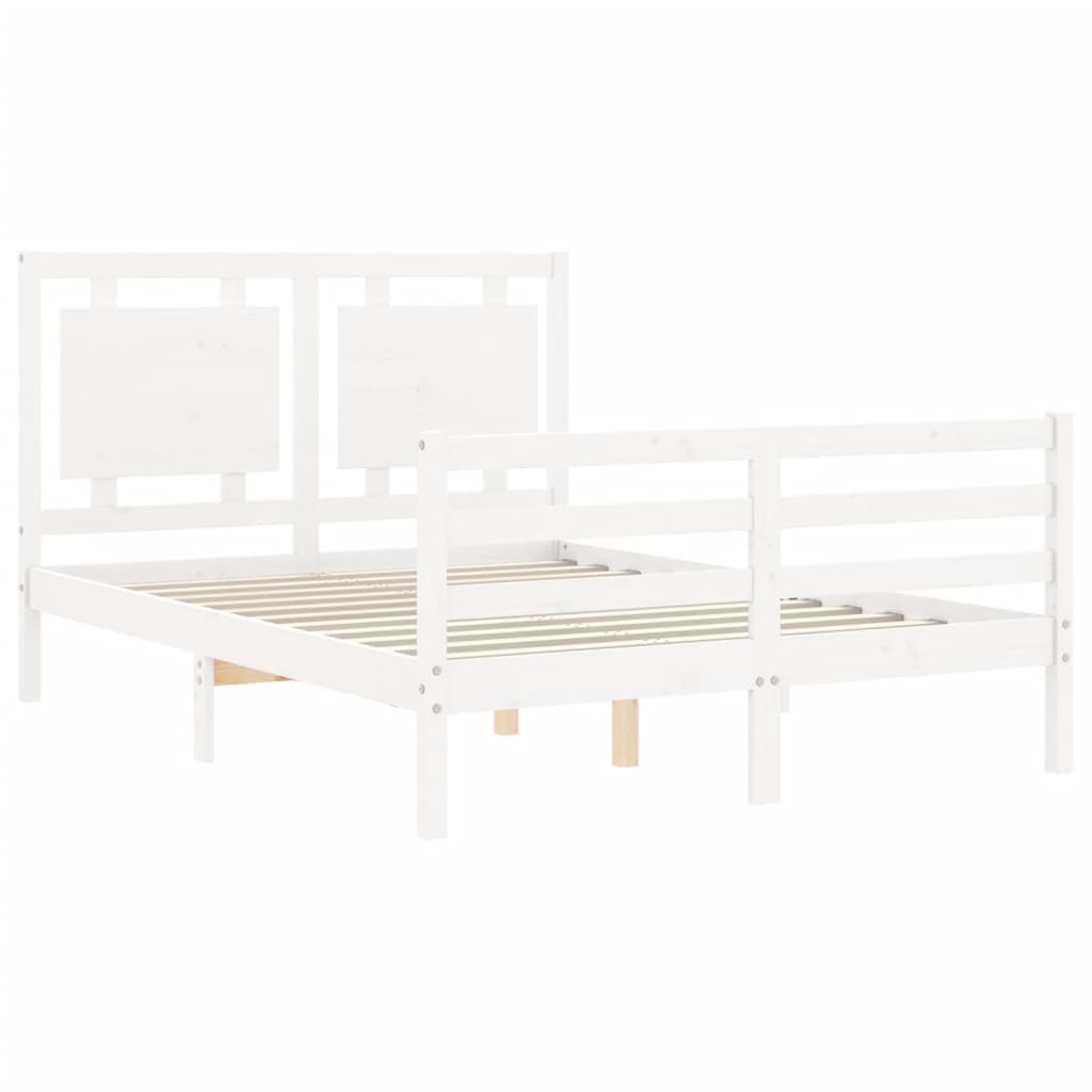 Estrutura de cama com cabeceira 140x190cm madeira maciça branco