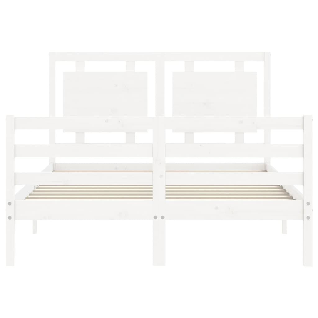 Estrutura de cama com cabeceira 140x190cm madeira maciça branco