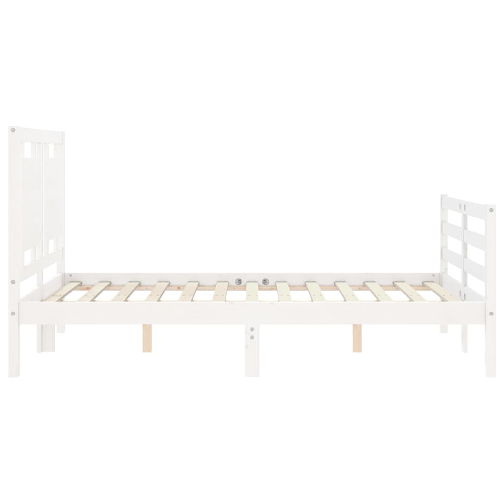 Estrutura de cama com cabeceira 140x190cm madeira maciça branco