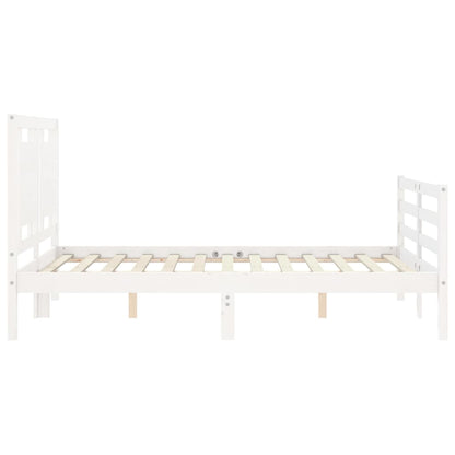 Estrutura de cama com cabeceira 140x190cm madeira maciça branco