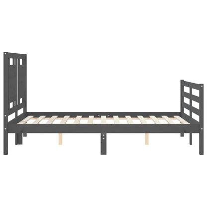 Estrutura de cama com cabeceira 140x190 cm madeira maciça cinza