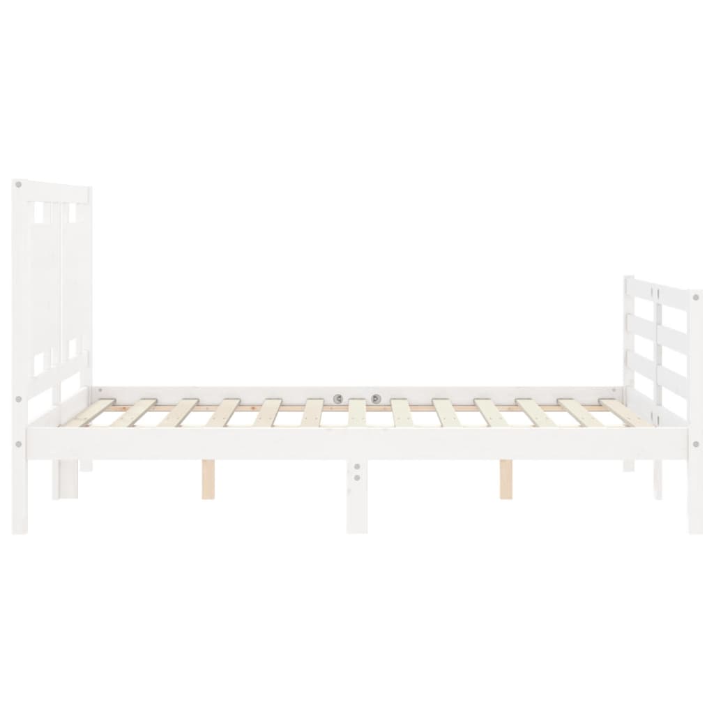 Estrutura de cama com cabeceira 120x200cm madeira maciça branco