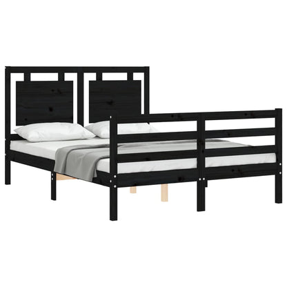 Estrutura de cama com cabeceira 120x200cm madeira maciçao preto