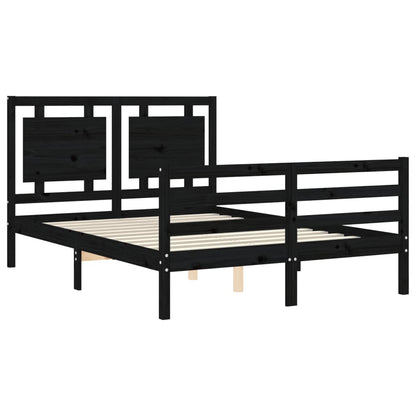 Estrutura de cama com cabeceira 120x200cm madeira maciçao preto