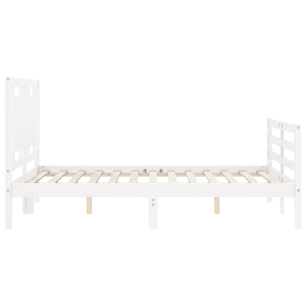 Estrutura de cama com cabeceira 140x200cm madeira maciça branco