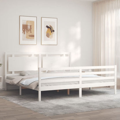 Estrutura cama Super King Size c/ cabeceira madeira branco