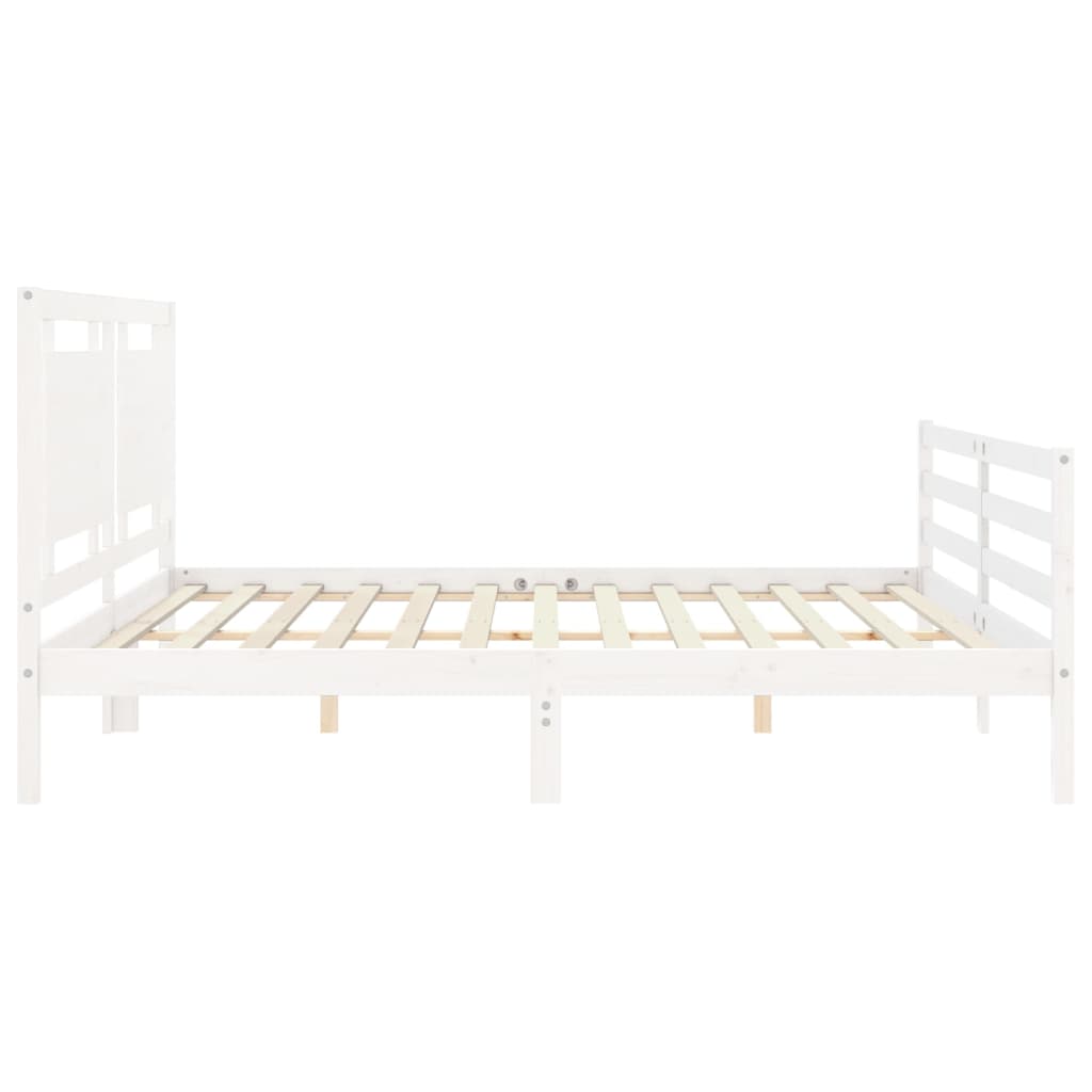 Estrutura de cama com cabeceira 200x200cm madeira maciça branco