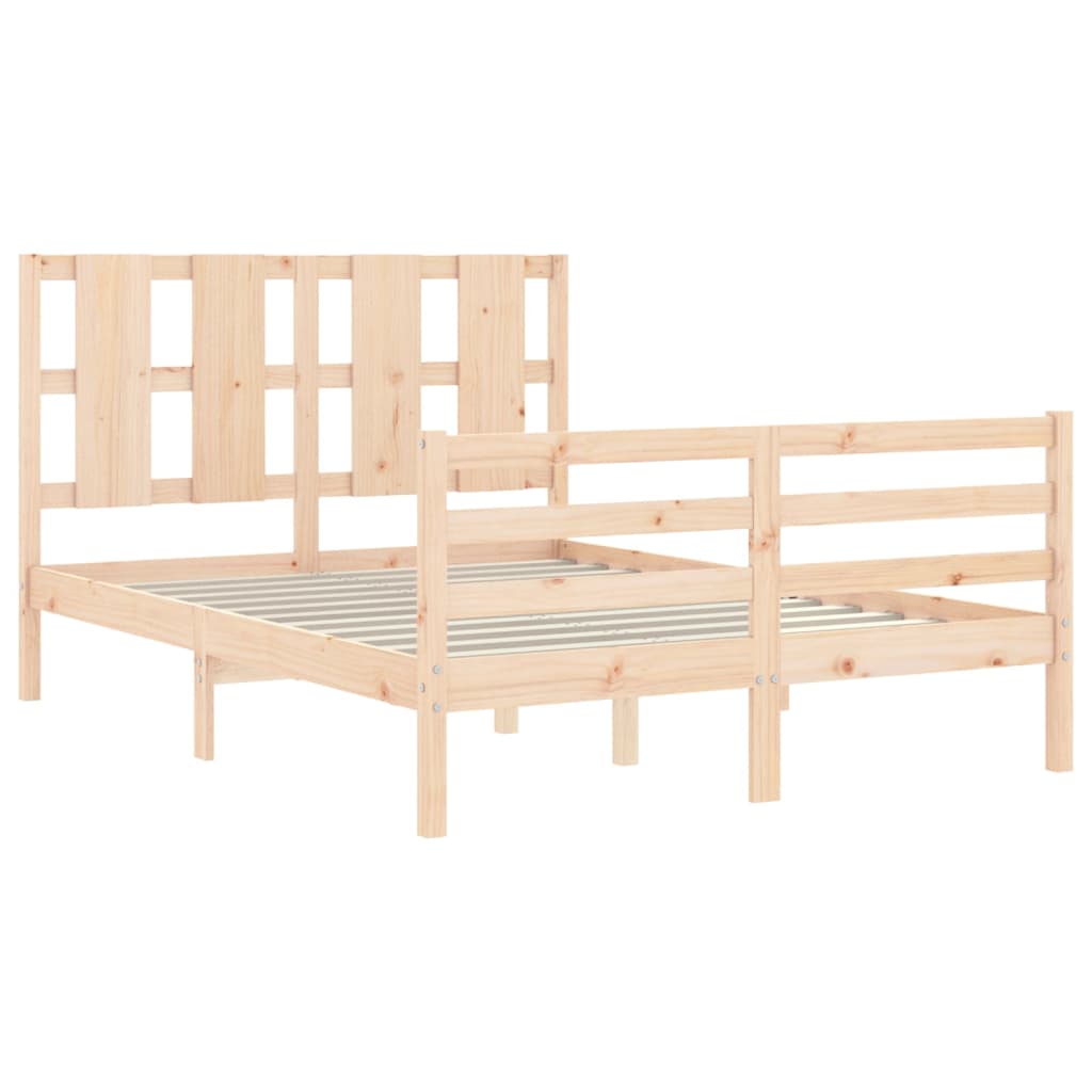 Estrutura de cama com cabeceira 140x190 cm madeira maciça