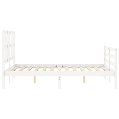 Estrutura de cama com cabeceira 140x190cm madeira maciça branco