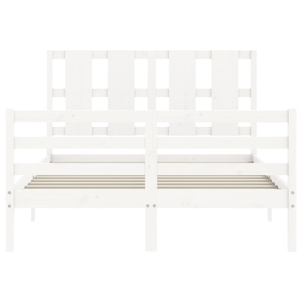 Estrutura de cama com cabeceira 140x190cm madeira maciça branco