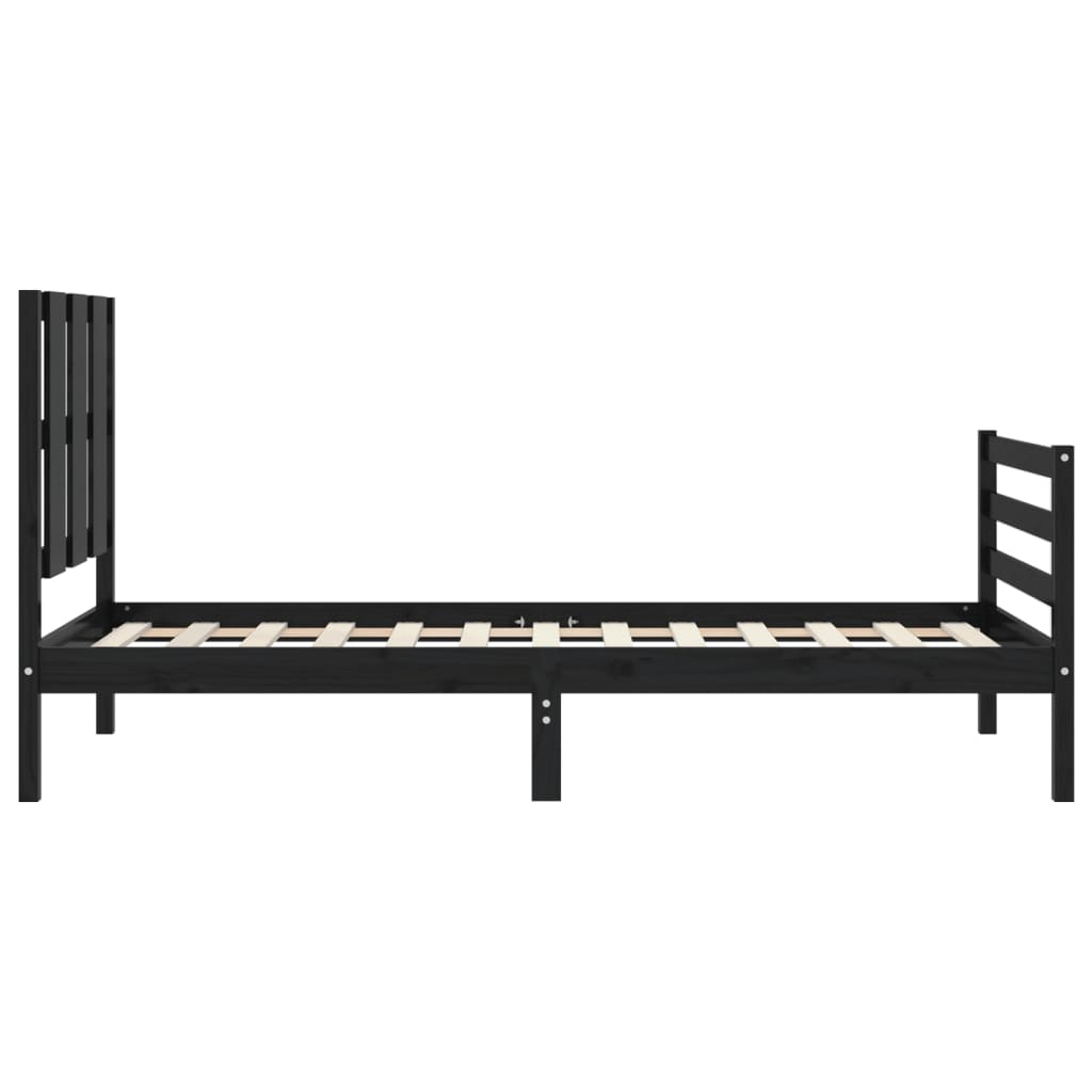 Estrutura de cama com cabeceira 90x200 cm madeira maciça preto