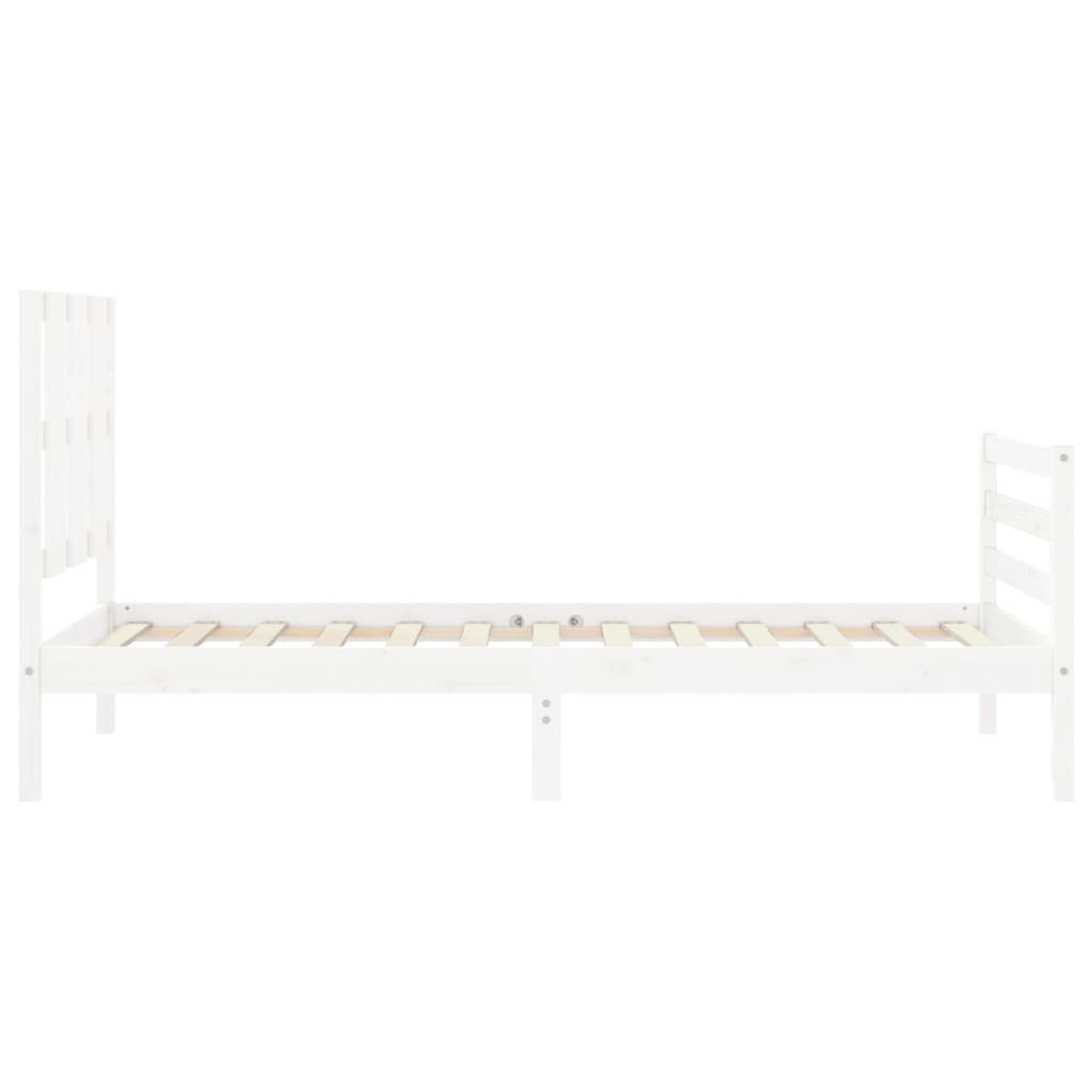 Estrutura de cama com cabeceira 100x200cm madeira maciça branco