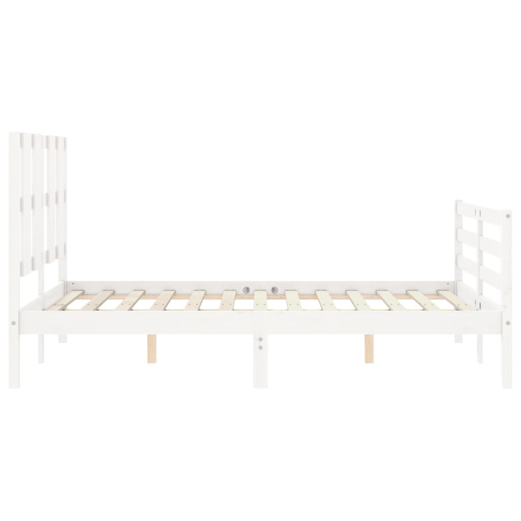 Estrutura de cama com cabeceira 120x200cm madeira maciça branco