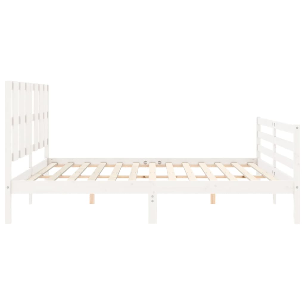 Estrutura de cama com cabeceira 200x200cm madeira maciça branco