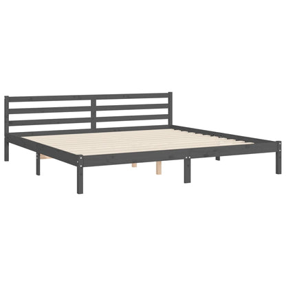 Estrutura de cama com cabeceira 200x200 cm madeira maciça cinza