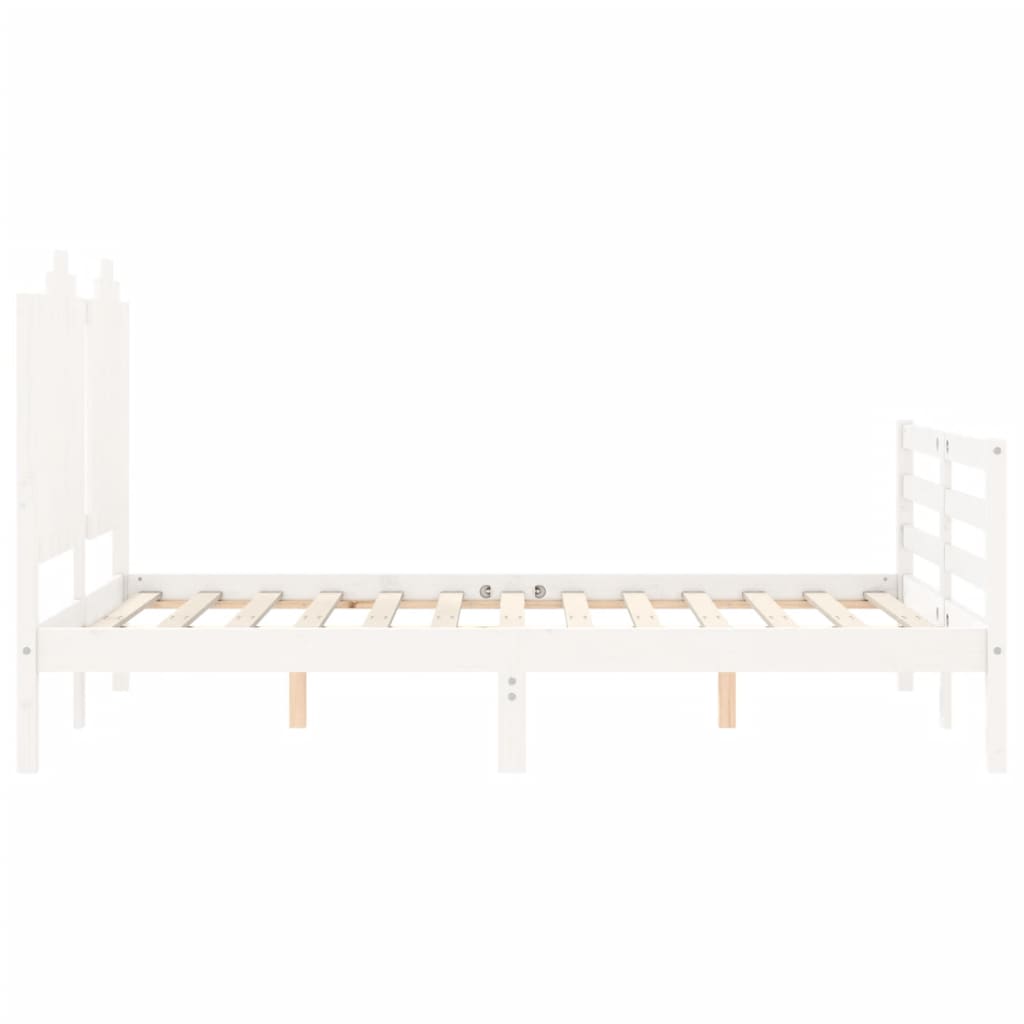 Estrutura de cama com cabeceira 120x200cm madeira maciça branco