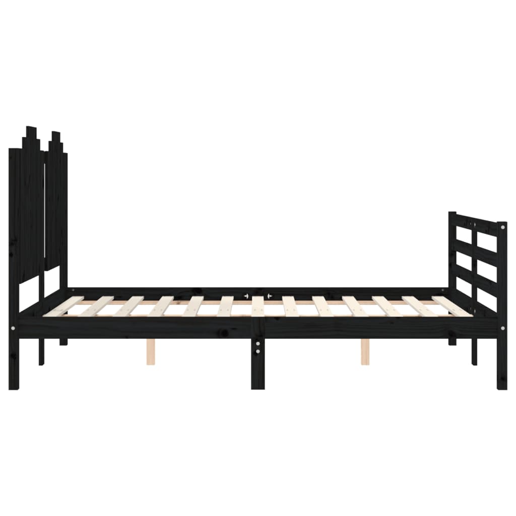 Estrutura de cama com cabeceira 140x200 cm madeira maciça preto